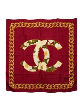 Chanel CC Logo Chain Motif Scarf Red